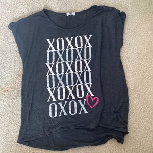 Old Navy Grey Xoxoxo Shirt With Pink Heart